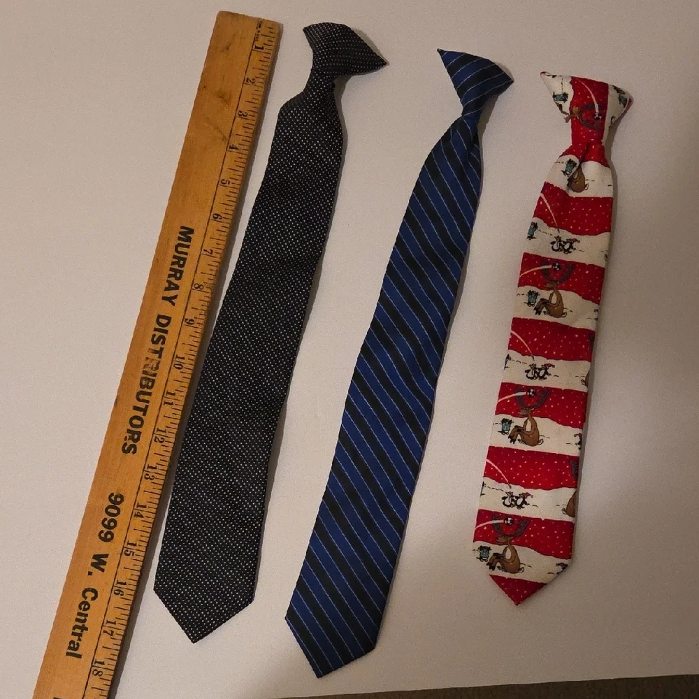 Boy's Assorted Ties - Black, Blue, and Red